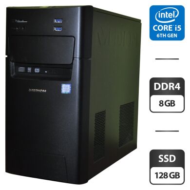 Компьютер Medion Akoya P5360 E-MT22 Tower / Intel Core i5-6402P (4 ядра по 2.8 - 3.4 GHz) / 8 GB DDR4 / 128 GB SSD / Intel HD Graphics 510 / DVD-ROM / Windows 11 Home