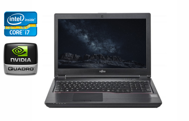 Мобільна робоча станція Б-клас Fujitsu Celsius H780 / 15.6" (1920x1080) IPS / Intel Core i7-8750H (6 (12) ядер по 2.2 - 4.1 GHz) / 16 GB DDR4 / 512 GB SSD / nVidia Quadro P600, 4 GB GDDR5, 128-bit / HDMI / VGA / USB Type-C