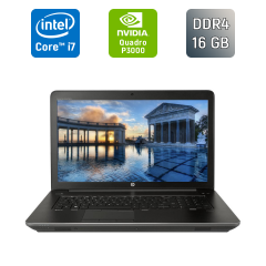 Мобільна робоча станція Б-клас HP zBook 17 G4 / 17.3" (1920x1080) IPS / Intel Core i7-7700HQ (4 (8) ядра по 2.8 - 3.8 GHz) / 16 GB DDR4 / 512 GB SSD / nVidia Quadro P3000, 6 GB GDDR5, 192-bit / WebCam / Fingerprint