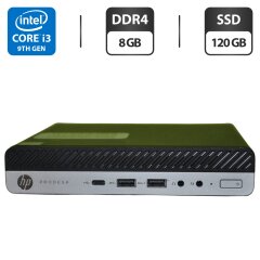 Неттоп Б-клас HP ProDesk 600 G5 Mini USFF / Intel Core i3-9100T (4 ядра по 3.1 - 3.7 GHz) / 8 GB DDR4 / 120 GB SSD M.2 / Intel UHD Graphics 630 / Windows 11 Pro