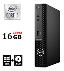 Неттоп Dell Optiplex 3090 Micro USFF / Intel Core i5-10500T (6 (12) ядер по 2.3 - 3.8 GHz) / 16 GB DDR4 / 256 GB SSD M.2 + 500 GB HDD / Intel UHD Graphics 630 / DisplayPort / Wi-Fi / Bluetooth