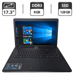 Ноутбук Б-класс Asus A751S / 17.3" (1600x900) TN / Intel Celeron N3060 (2 ядра по 1.6 - 2.48 GHz) / 8 GB DDR3 / 128 GB SSD / Intel HD Graphics / WebCam / DVD-ROM