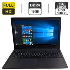Ноутбук Б-клас Dell Latitude 3590 / 15.6" (1920x1080) TN / Intel Core i5-8250U (4 (8) ядра по 1.6 - 3.4 GHz) / 16 GB DDR4 / 128 GB SSD + 500 GB HDD / Intel UHD Graphics 620 / WebCam