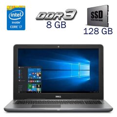 Ноутбук Dell Inspiron 15 5567 / 15.6" (1366x768) TN / Intel Core i7-7500U (2 (4) ядра по 2.7 - 3.5 GHz) / 8 GB DDR3 / 128 GB SSD / Intel HD Graphics 620 / WebCam