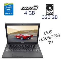Ноутбук Lenovo G505 / 15.6" (1366x768) TN / Intel Celeron 1005M (2 ядра по 1.9 GHz) / 4 GB DDR3 / 320 GB HDD / Intel HD Graphics 3 rd Generation / WebCam / DVD-ROM