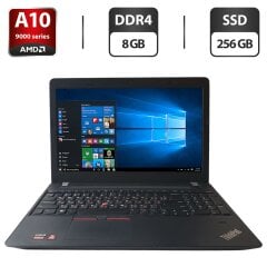 Ноутбук Lenovo ThinkPad E575 / 15.6" (1920x1080) IPS / AMD A10-9600P (4 ядра по 2.4 - 3.3 GHz) / 8 GB DDR4 / 256 GB SSD / AMD Radeon R5 Graphics / WebCam / DVD-ROM