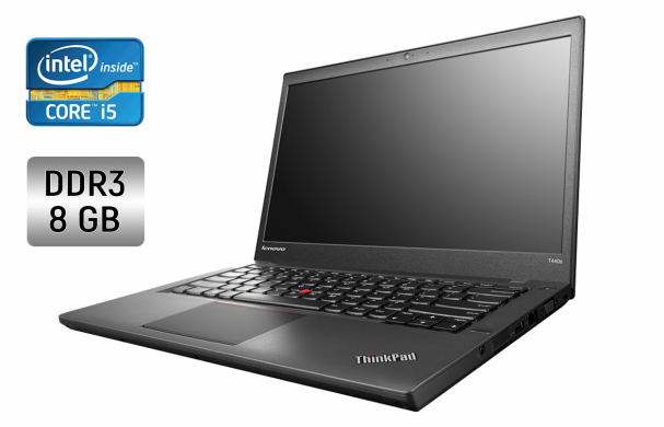 Ноутбук Lenovo ThinkPad T440 / 14" (1600x900) TN / Intel Core i5-4300U (2 (4) ядра по 1.9 - 2.9 GHz) / 8 GB DDR3 / 128 GB SSD / Intel HD Graphics 4400 / WebCam / Fingeprint