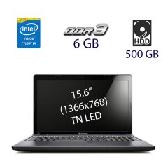 Ноутбук Lenovo V580 / 15.6" (1366x768) TN LED / Intel Core i5-3210M (2 (4) ядра по 2.5 - 3.1 GHz) / 6 GB DDR3 / 500 GB HDD / nVidia GeForce GT 640M, 2 GB DDR3, 128-bit / WebCam / DVD-RW / HDMI / Fingerprint