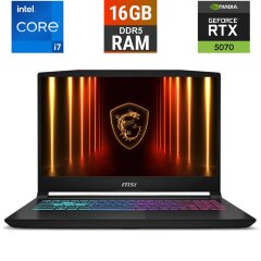 Новий ігровий ноутбук MSI Katana 15 HX B14WGK-061XPL / 15.6" (2560x1440) IPS / Intel Core i7-14650HX (16 (24) ядер по 2.2 - 5.2 GHz) / 16 GB DDR5 / 1000 GB SSD / nVidia GeForce RTX 5070, 8 GB GDDR7, 128-bit / WebCam