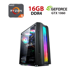 Новый игровой ПК Forsage Auro 3.0-B Tower / AMD Ryzen 5 5500 (6 (12) ядер по 3.6 - 4.2 GHz) / 16 GB DDR4 / 480 GB SSD / nVidia GeForce GTX 1060, 6 GB GDDR5, 192-bit