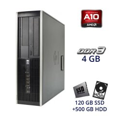 Системный блок HP Compaq Pro 6305 SFF / AMD A10-5800B (4 ядра по 3.8 - 4.2 GHz) / 4 GB DDR3 / 120 GB SSD+500 GB HDD / Integrated Radeon HD 7660D / Windows 8 Pro