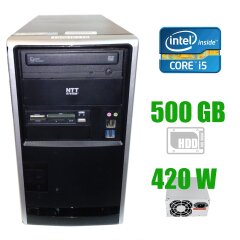 Системный блок NTT W934G Tower / Intel Core i5-2310 (4 ядра по 2.9 - 3.2 GHz) / 4 GB DDR3 / 500 GB HDD / Intel HD Graphics 2000 / 420W / DVD-RW 