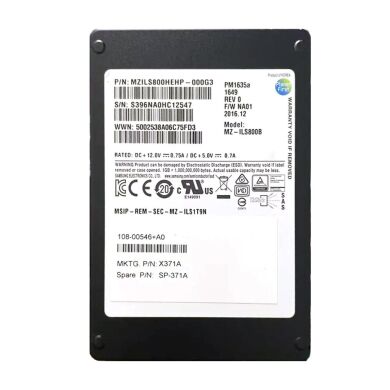 Твердотельный накопитель SSD Samsung PM1635a / 2.5" / 800 GB / SAS 12G / 3 DWPD