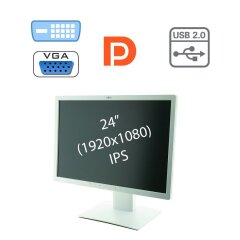 Монитор Fujitsu B24W-7 / 24" (1920x1080) IPS / 1x DVI, 1x-VGA, 1x-DP, 2x USB 2.0 / Встроенные колонки 2x 1.5W
