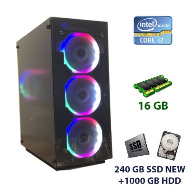 1st Player Fire Dancing-V2 Color LED Tower NEW / Intel Core i7-3770 (4 (8) ядра по 3.4 - 3.9 GHz) / 16 GB DDR3 / 240 GB SSD NEW+1000 GB HDD / AMD Radeon RX 580, 4 GB GDDR5, 256-bit / 500W NEW