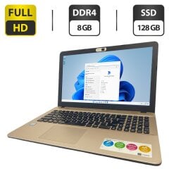 Ноутбук Б-класс Asus R541U / 15.6" (1920x1080) TN / Intel Core i3-7100U (2 (4) ядра по 2.4 GHz) / 8 GB DDR4 / 128 GB SSD / Intel HD Graphics 620 / WebCam / DVD-ROM