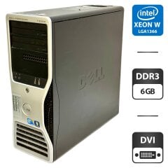 Компьютер Dell Precision T3500 Tower / Intel Xeon W3530 (4 (8) ядра по 2.8 - 3.06 GHz) / 6 GB DDR3 / 250 GB HDD + 250 GB HDD / nVidia Quadro FX 1800, 768 MB GDDR3, 192-bit / DVD-ROM / 525W