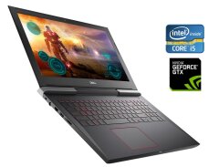 Игровой ноутбук Б-класс Dell Inspiron 15 7577 / 15.6" (1920x1080) IPS / Intel Core i5-7300HQ (4 ядра по 2.5 - 3.5 GHz) / 16 GB DDR4 / 128 GB SSD + 1000 GB HDD / nVidia GeForce GTX 1060 Max-Q, 6 GB GDDR5, 192-bit / WebCam