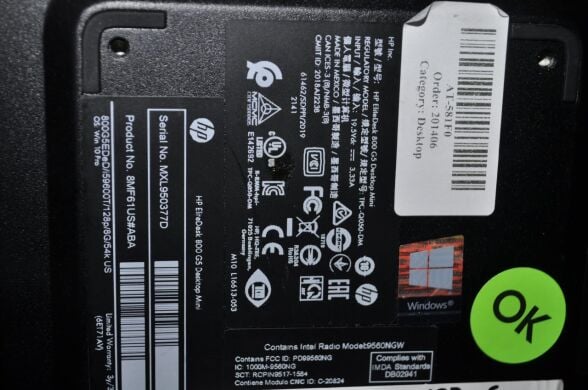 Неттоп HP EliteDesk 800 G5 Desktop Mini USFF / Intel Core i5-9600T (6 ядер по 2.3 - 3.9 GHz) / 8 GB DDR4 / 512 GB SSD M.2 / Intel UHD Graphics 630 / Wi-Fi / Windows 11 Pro / Блок живлення