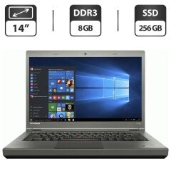 Ноутбук Б-класс Lenovo ThinkPad T440p / 14" (1366x768) TN / Intel Core i5-4300M (2 (4) ядра по 2.6 - 3.3 GHz) / 8 GB DDR3 / 256 GB SSD / Intel HD Graphics 4600 / WebCam / DVD-ROM / VGA