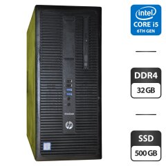 Компьютер HP EliteDesk 800 G2 Tower / Intel Core i5-6500 (4 ядра по 3.2 - 3.6 GHz) / 32 GB DDR4 / 500 GB SSD / Intel HD Graphics 530 / DVD-ROM / Windows 11 Pro