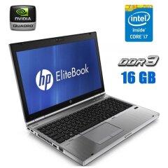 Мобільна робоча станція HP EliteBook 8560w / 15.6" (1920x1080) UWVA / Intel Core i7-2820QM (4 (8) ядра по 2.3 - 3.4 GHz) / 16 GB DDR3 / 480 GB SSD / nVidia Quadro 1000M, 2 GB DDR3, 128-bit / WebCam / DVD-RW