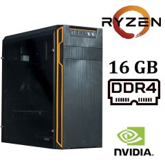 Frontier HAN SOLO orange MT / AMD Ryzen™ 7 1700 (8 (16) ядер по 3.0 - 3.7 GHz) / 16 GB DDR4 / 120GB SSD+1000 GB HDD / GeForce GTX 1060 (6 GB GDDR5 192 bit) / 500 W