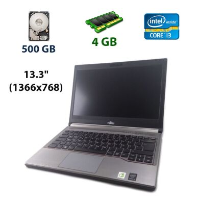 Fujitsu LifeBook E734 / 13.3" (1366x768) TN / Intel Core i3-4100m (2 (4) ядра по 2.5 GHz) / 4 GB DDR3 / 500 GB HDD / WebCam / DP / USB 3.0