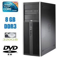HP Elite 8000 Tower / Intel Core i5-760 (4 ядра по 2.8 - 3.33 GHz) / 8 GB DDR3 / 320 GB HDD / DVD-RW, card-reader