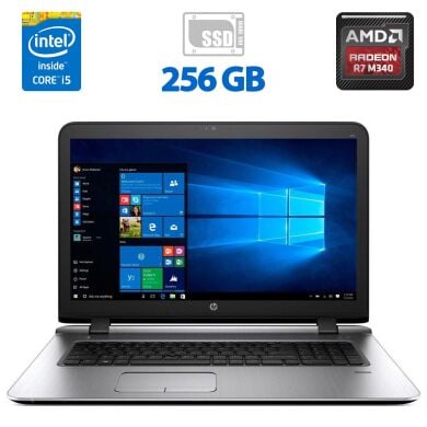 Игровой ноутбук HP Probook 470 G3 / 17.3'' (1920x1080) IPS / Intel Core i5-6200U (2 (4) ядра по 2.3 - 2.8 GHz) / 8 GB DDR4 / 256 GB SSD / AMD Radeon R7 M340, 2 GB GDDR3, 64-bit / WebCam / DVD-ROM