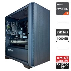 Игровой ПК Montech Air 100 Lite Tower / AMD Ryzen 5 7500F (6 (12) ядер по 3.7 - 5.0 GHz) / 16 GB DDR5 / 1000 GB SSD M.2 / AMD Radeon RX 5700 XT, 8 GB GDDR6, 256-bit / 750W / HDMI