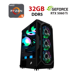 Новий ігровий ПК STALKER X6-BK-4F1 Tower / AMD Ryzen 5 8400F (6 (12) ядер по 4.2 - 4.7 GHz) / 32 GB DDR5 / 1000 GB SSD / nVidia GeForce RTX 5060 Ti, 8 GB GDDR7, 128-bit