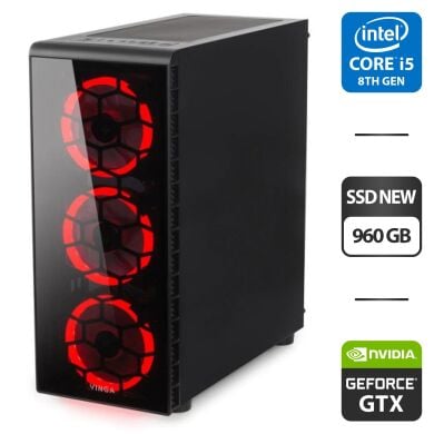 Ігровий ПК Vinga ORC Tower NEW / Intel Core i5-8500 (6 ядер по 3.0 - 4.1 GHz) / 16 GB DDR4 / 960 GB SSD NEW / nVidia GeForce GTX 1660 Super, 6 GB GDDR6, 192-bit / 500W NEW / HDMI + Кабелі DVI та живлення в комплекті Ігровий ПК Vinga ORC Tower NEW / Intel Core i5-8500 (6 ядер по 3.0 - 4.1 GHz) / 16 GB DDR4 / 960 GB SSD NEW / nVidia GeForce GTX 1660 Super, 6 GB GDDR6, 192-bit / 500W NEW / HDMI + Кабелі DVI та живлення в комплекті