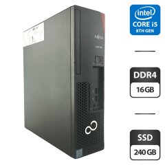 Компьютер Fujitsu Esprimo D538 E85 SFF / Intel Core i5-8400 (6 ядер по 2.8 - 4.0 GHz) / 16 GB DDR4 / 240 GB SSD / Intel UHD Graphics 630