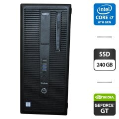 Компьютер HP EliteDesk 800 G2 Tower / Intel Core i7-6700 (4 (8) ядра по 3.4 - 4.0 GHz) / 16 GB DDR4 / 240 GB SSD / nVidia GeForce GT 740, 4 GB GDDR3, 128-bit / DVD-ROM / Windows 11 Pro