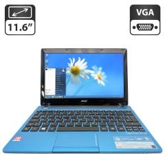 Нетбук Acer Aspire One 725 Blue / 11.6" (1366x768) TN / AMD C-60 (2 ядра по 1.0 - 1.3 GHz) / 4 GB DDR3 / 120 GB HDD / AMD Radeon HD 6290 Graphics / WebCam / АКБ не держит