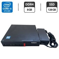 Неттоп Lenovo ThinkCentre M710q Tiny USFF / Intel Core i5-6500T (4 ядра по 2.5 - 3.1 GHz) / 8 GB DDR4 / 128 GB SSD / Intel HD Graphics 530 / Блок живлення