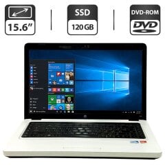 Ноутбук Б-класс HP G62 / 15.6" (1366x768) TN / Intel Core i5-520M (2 (4) ядра по 2.4 - 2.9 GHz) / 6 GB DDR3 / 120 GB SSD / Intel Graphics / WebCam / DVD-ROM / Без АКБ