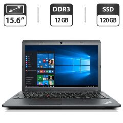 Ноутбук Б-клас Lenovo ThinkPad E540 / 15.6" (1366x768) TN / Intel Core i3-4000M (2 (4) ядра по 2.4 GHz) / 12 GB DDR3 / 120 GB SSD / Intel HD Graphics 4600 / WebCam / DVD-ROM / VGA / Windows 10 Pro
