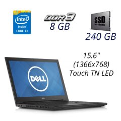 Ноутбук Dell Inspiron 3543 / 15.6" (1366x768) Touch TN LED / Intel Core i3-5005U (2 (4) ядра по 2.0 GHz) / 8 GB DDR3 / 240 GB SSD / WebCam / DVD-RW / USB 3.0 / HDMI