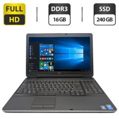Ноутбук Dell Latitude E6540 / 15.6" (1920x1080) TN / Intel Core i7-4800MQ (4 (8) ядра по 2.7 - 3.7 GHz) / 16 GB DDR3 / 240 GB SSD / Intel HD Graphics 4600 / DVD-ROM