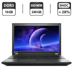 Ноутбук Lenovo ThinkPad L540 / 15.6" (1366x768) TN / Intel Core i5-4200M (2 (4) ядра по 2.5 - 3.1 GHz) / 16 GB DDR3 / 240 GB SSD NEW / Intel HD Graphics 4600 / WebCam / VGA / Windows 10 Pro
