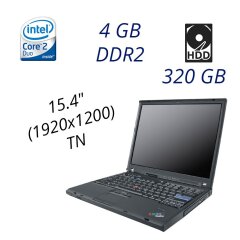 Ноутбук Lenovo ThinkPad T61p / 15.4" (1920x1200) TN / Intel Core 2 Duo T9300 (2 ядра по 2.5 GHz) / 4 GB DDR2 / 320 GB HDD / nVidia Quadro FX 570, 256 MB DDR2, 128-bit / DVD-RW