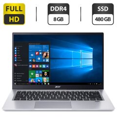 Новый ультрабук Acer Swift SF314-511-360U Silver / 14" (1920x1080) IPS / Intel Core i3-1115G4 (2 (4) ядра по 4.1 GHz) / 8 GB DDR4 / 480 GB SSD / Intel UHD Graphics / WebCam / HDMI / Windows 10 Home
