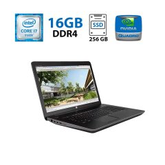 Рабочая станция Б-класс HP ZBook 15 G3 / 15.6" (1920x1080) TN / Intel Core i7-6700HQ (4 (8) ядра по 2.6 - 3.5 GHz) / 16 GB DDR4 / 256 GB SSD + 500 GB HDD / nVidia Quadro M1000M, 2 GB GDDR5, 128-bit / WebCam