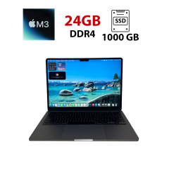 Ультрабук Apple MacBook Air 13 2024 / 13.3" (2560x1664) IPS / Apple M3 (8 ядер по 2.7 - 4.1 GHz) / 24 GB DDR4 / 1000 GB SSD / Apple M3 Graphics / WebCam / MacOS