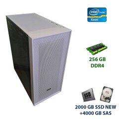 Сервер Vinga Midi Tower / 2x Intel Xeon E5-2680 v4 (14 (28) ядер по 2.4 - 3.3 GHz) / 1600 GB SSD+4000 GB SAS / 256 GB DDR4 / 1000W Gold
