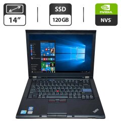 Ноутбук Б-клас Lenovo ThinkPad T410s / 14" (1440x900) TN / Intel Core i5-520M (2 (4) ядра по 2.4 - 2.93 GHz) / 8 GB DDR3 / 120 GB SSD / nVidia NVS 3100M, 512 MB GDDR3, 64-bit / WebCam / VGA / АКБ
