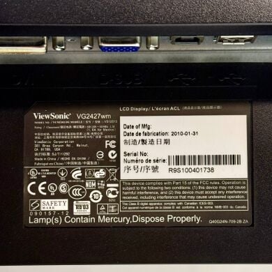 Монітор ViewSonic VG2427WM / 24" (1920x1080) TN / VGA, DVI, USB-Hub / VESA 100x100