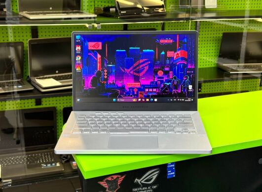 Ігровий ноутбук Asus ROG Zephyrus G14 GA401Q / 14" (1920x1080) IPS / AMD Ryzen 7 5800HS (8 (16) ядер по 2.8 - 4.4 GHz) / 16 GB DDR4 / 512 GB SSD M.2 / nVidia GeForce RTX 3050 Ti, 4 GB GDDR6, 128-bit / Win 11 Ігровий ноутбук Asus ROG Zephyrus G14 GA401Q / 14" (1920x1080) IPS / AMD Ryzen 7 5800HS (8 (16) ядер по 2.8 - 4.4 GHz) / 16 GB DDR4 / 512 GB SSD M.2 / nVidia GeForce RTX 3050 Ti, 4 GB GDDR6, 128-bit / Win 11